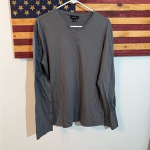 Marc Anthony Charcoal Long Sleeve V-Neck Tee slim fit size XL